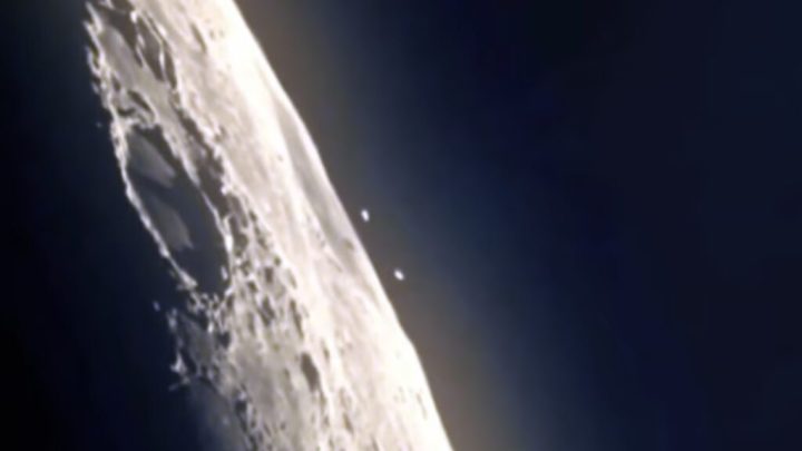 Misteriosa nave avistada pairando sobre o terreno da Lua